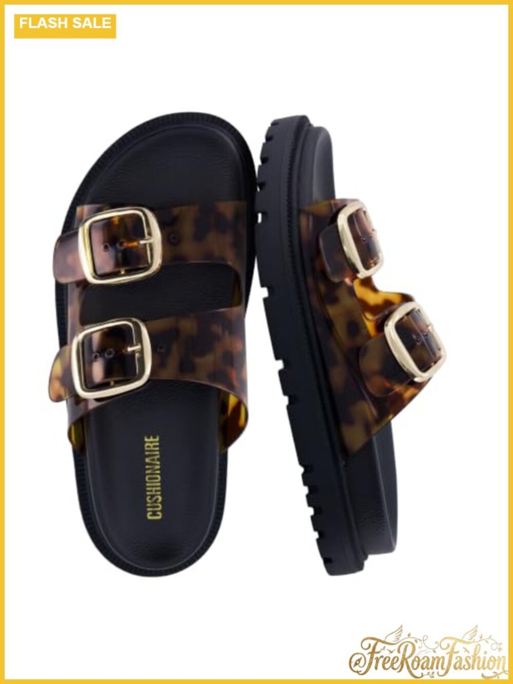Chunky Platform Sandals with Double Buckle Straps and Lug Sole Casual Slides